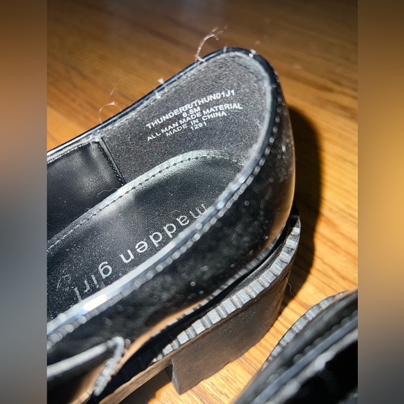 Madden Girl Shiny Black Platform Loafers - Picture 2 of 8